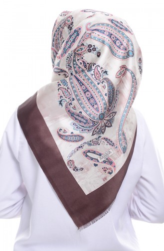 Karaca Patterned Taffeta Shawl 90472-06 Brown 06