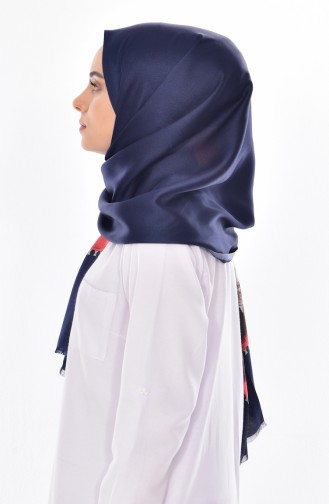 Châle a Motifs 901276-04 Bleu Marine Corail 04