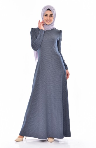Navy Blue Hijab Dress 7182-04