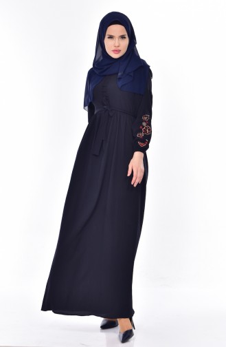 Dunkelblau Hijab Kleider 8113-06