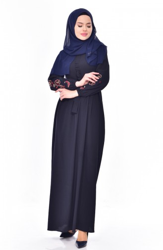 Dunkelblau Hijab Kleider 8113-06