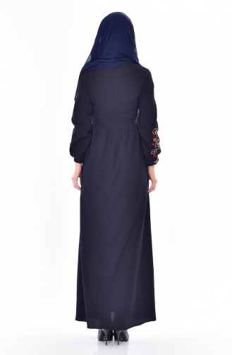 Navy Blue Hijab Dress 8113-06