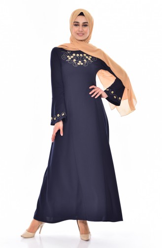 Navy Blue Hijab Dress 5116-01
