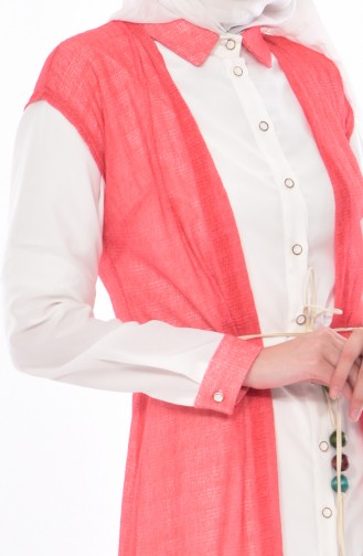 Ensemble Deux Pieces Tunique Gilet 1817076-104 Corail Ecru 1817076-104