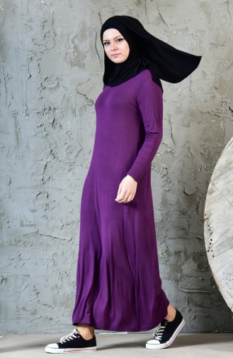 Zero Neckline Basic Dress 1802-02 Purple 1802-02