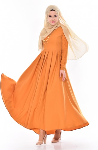Gelb Hijab Kleider 4195-13