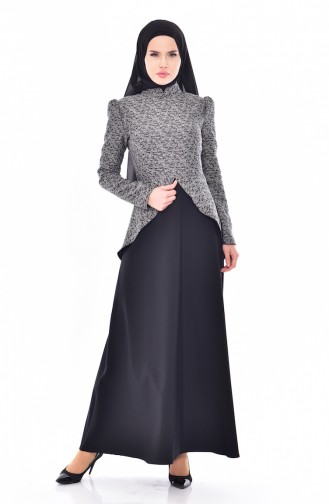 Schößchen Kleid 7178-06 Schwarz Ekru 7178-06