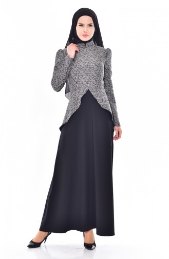 Schößchen Kleid 7178-06 Schwarz Ekru 7178-06