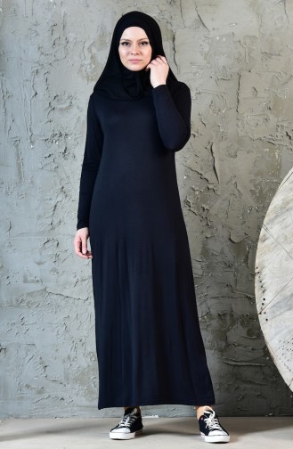 Sıfır Yaka Basic Elbise 1802-01 Siyah