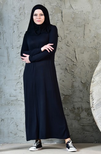 Sıfır Yaka Basic Elbise 1802-01 Siyah