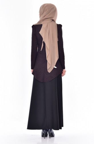 Schwarz Hijab Kleider 7178-04