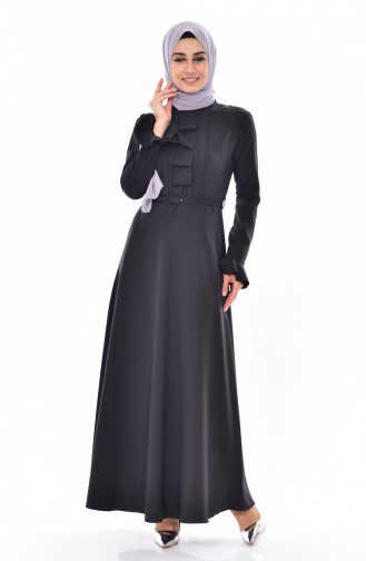 Kleid mit Gürtel 1084-01 Schwarz 1084-01