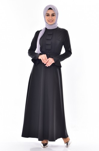 Kleid mit Gürtel 1084-01 Schwarz 1084-01