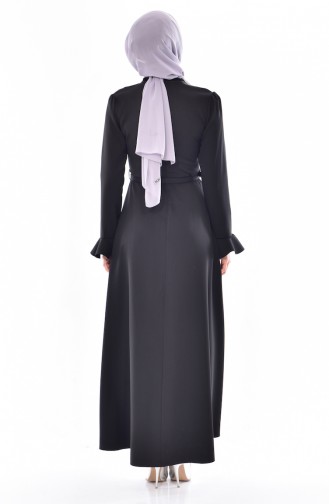 Kleid mit Gürtel 1084-01 Schwarz 1084-01