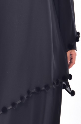 شوكران فستان بتصميم طبقتين 35820-01 لون اسود 35820-01