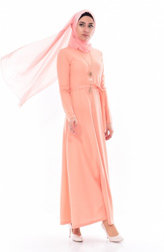 Salmon Hijab Dress 3701-14