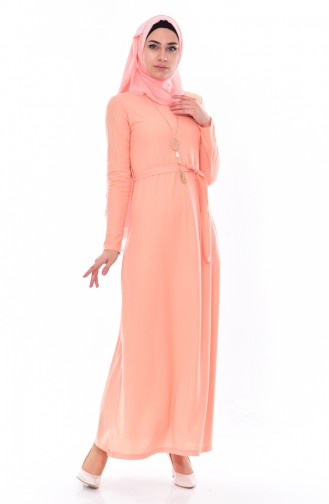 Salmon Hijab Dress 3701-14