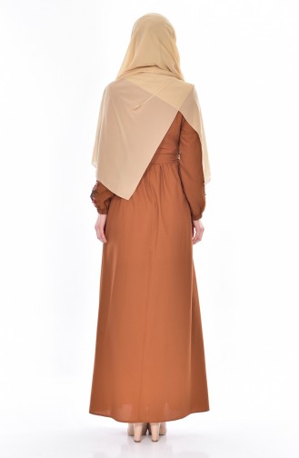 Tan Hijab Dress 8113-12