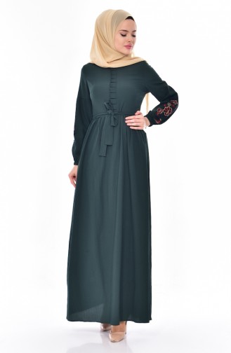 Emerald Green Hijab Dress 8113-04