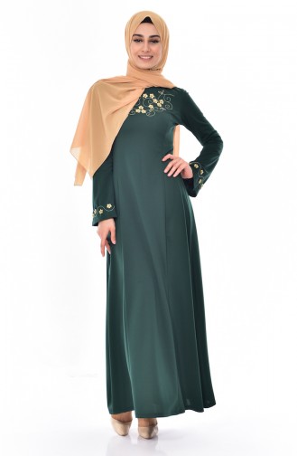 Emerald Green Hijab Dress 5116-02