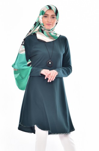 Lace Detailed Tunic 3149-02 Emerald Green 3149-02
