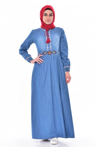 Light Blue Hijab Dress 5077-02