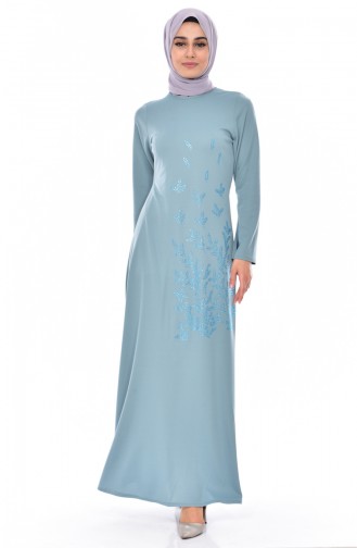Baby Blue Hijab Dress 6025-02