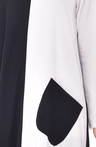 Garnili Elbise 3314-04 Siyah Beyaz