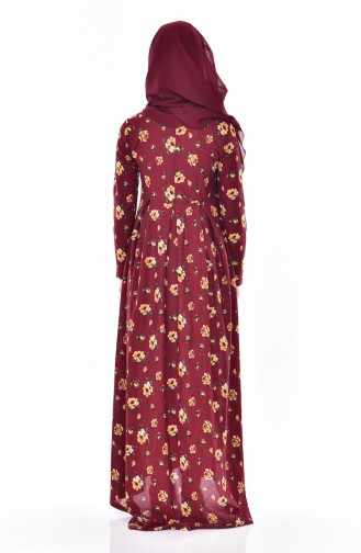 Pileli Elbise 6006-04 Bordo