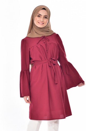 Buttoned Pleated Tunic  3179-13 Claret Red 3179-13