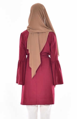 Buttoned Pleated Tunic  3179-13 Claret Red 3179-13