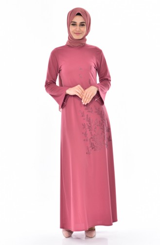 Robe Hijab Rose Pâle 6025-08