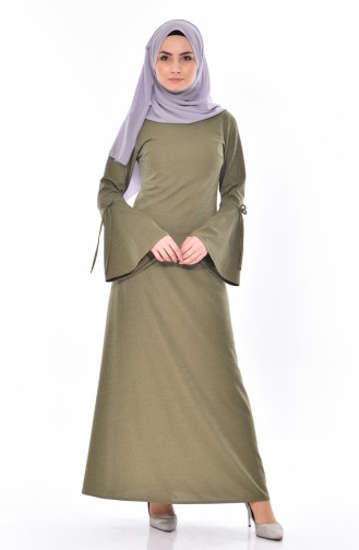 Robe a Paillette et Noeud 6020-01 Khaki 6020-01