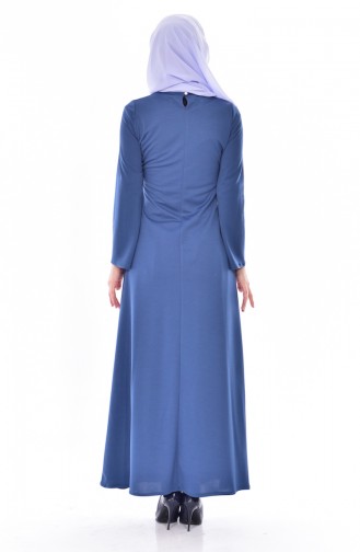 Authentisch Kleid mit Strasstein 6025-11 İndigo 6025-11