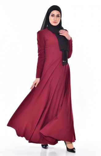 Dark Claret Red Hijab Dress 7183-02