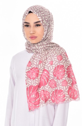 Châle a Motifs Feuilles 95129-08 Rose Pâle Foncé 08