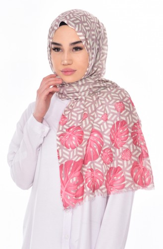 Leaf Patterned Shawl 95129-08 Dark Dried Rose 08