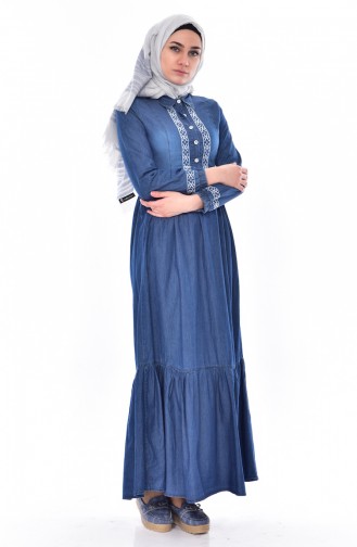 Dark Blue Hijab Dress 5056-02