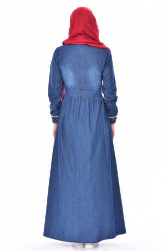 Jeans Kleid mit Fransen 5077-01 Dunkel Blau 5077-01