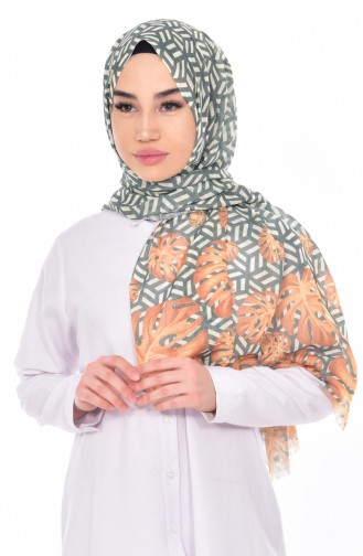 Leaf Patterned Shawl 95129-02 Dark Yellow 02