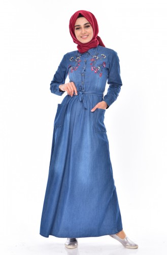 Navy Blue Hijab Dress 3620-02