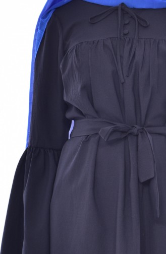 Buttoned Pleated Tunic 3179-02Navy Blue 3179-02