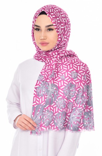 Leaf Patterned Shawl 95129-06 Purple 06