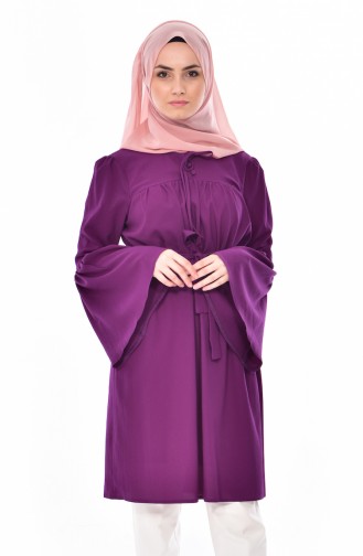 Buttoned Pleated Tunic  3179-07 Purple 3179-07