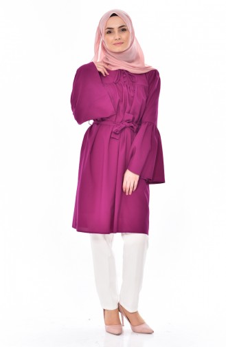Buttoned Pleated Tunic  3179-06 Plum 3179-06
