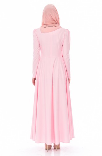 فستان بتصميم مُطبع وواسع 7183-01 لون زهري 7183-01