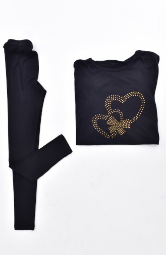 Bedruckte Leggings Sets  4130-01 Schwarz 4130-01