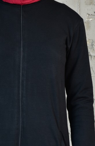 Fermuarlı Spor Tunik 18075-01 Siyah