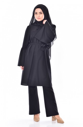 Buttoned Pleated Tunic 3179-03 Black 3179-03