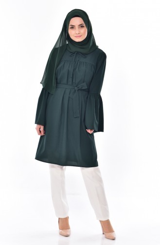 Buttoned Pleated Tunic 3179-01 Emerald Green 3179-01